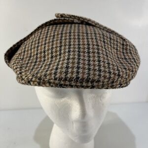 Vtg Kangol Bugatti Tweed Wool Blend Newsboy Cabbie Trapper Hat Cap Sz M England